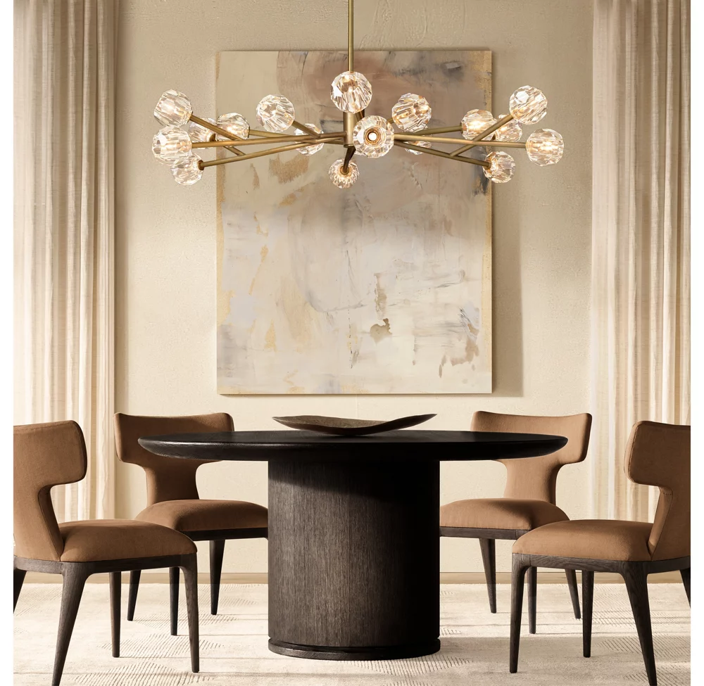 Villa Lobby Crystal Chandelier Antique Brass Pendant Hanging Lamp For Living Room manufacture