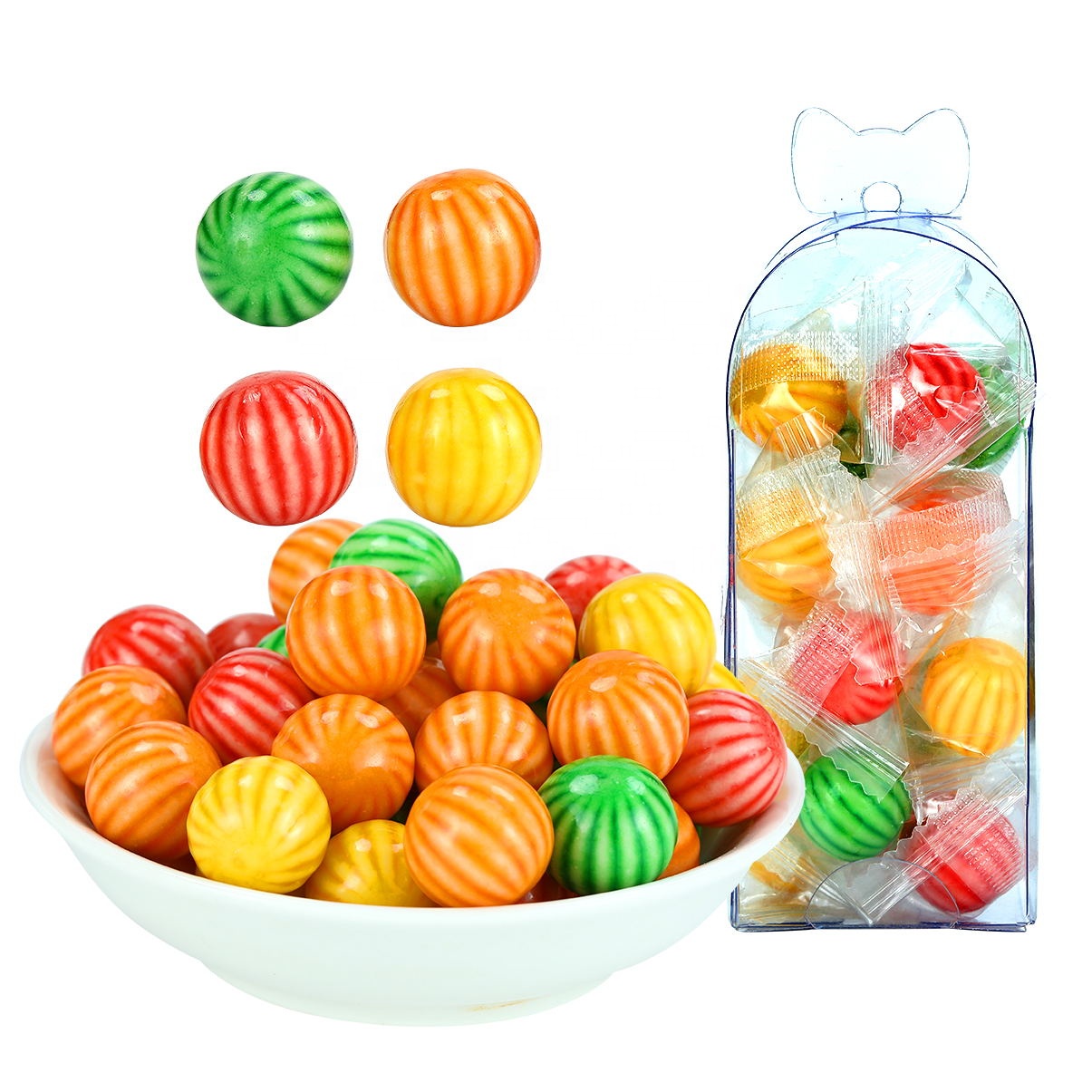 Hollow watermelon ball shape chewing gum manufacturing factory price ball bubble gum ball factory