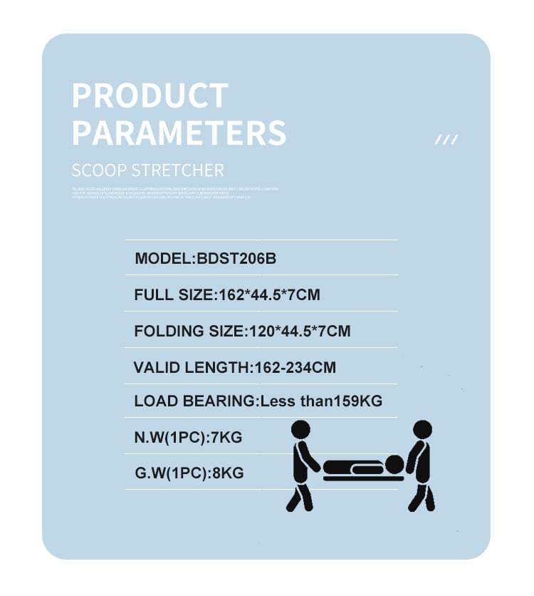 BDST206 Portable Folding Ambulance Medical Stretcher Emergency Plastic Scoop Stretcher factory