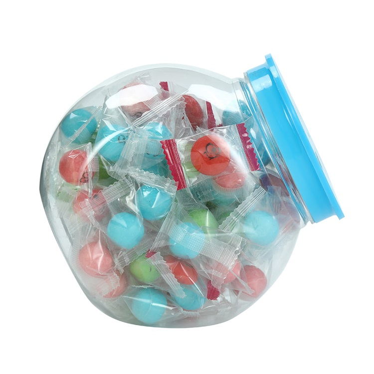 chinese printed smile face tutti-fruitti flavor round ball bubble gum factory details