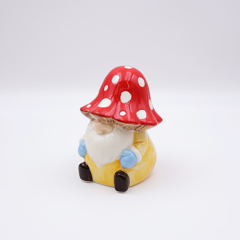 OEM Custom christmas home decor cute red ass figure statue ceramic umbrella shaped mushroom gnome figurine ornaments factory