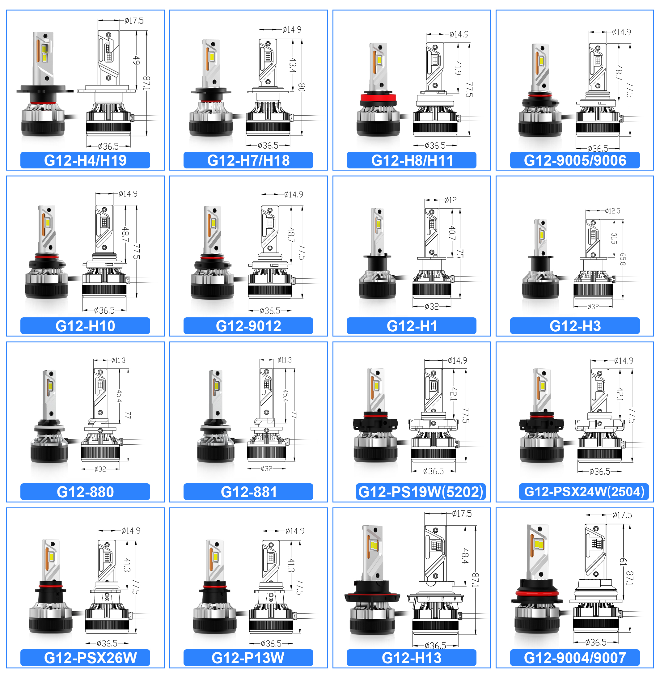 G-view G12 Auto LED Bulb 55 Watts 20000 Lumens IP65 Waterproof Rate Car LED Headlight 9005 LED Headlight for Car Parts supplier