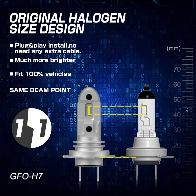 Gview GFO Minisize H18 Car LED Bulb All In One 30w LED Fog Lamp Auto Motorcycle Bulb LED Conversion Kit H7 LED Headlight Bulbs factory