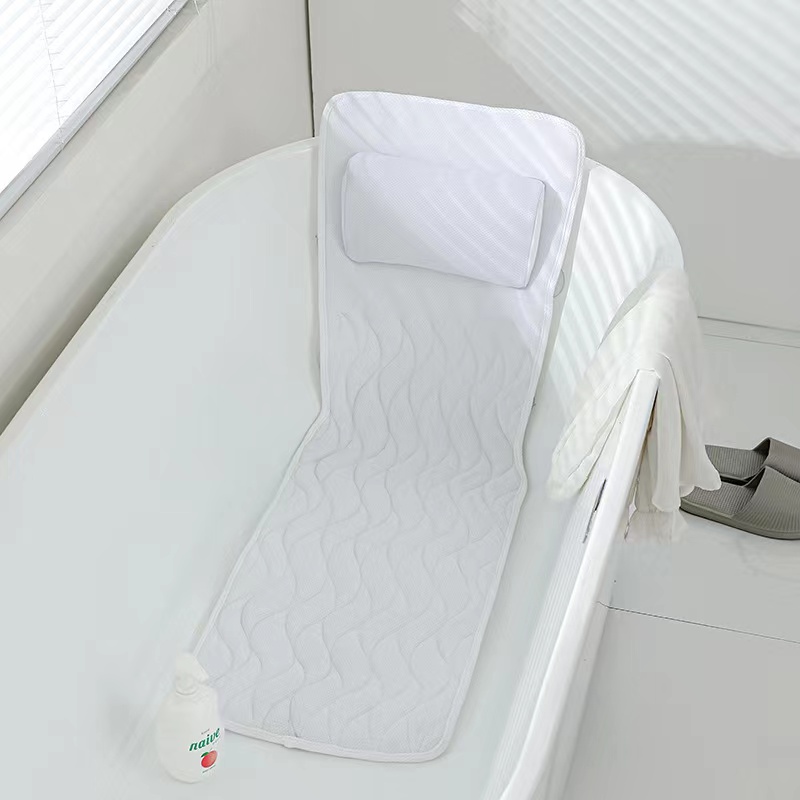 Premium Hot Non-slip Gray Full Body Bath Pillow Grey Bath Cushion For Tub Spa Bathtub Pillow Mattress for Head Neck Rest factory
