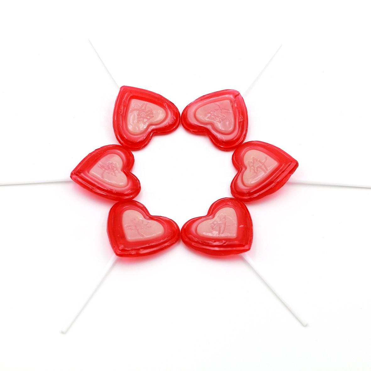 Love Lollipop Candy Valentine's Day sweet red and white mix color heart shape lollipop manufacture