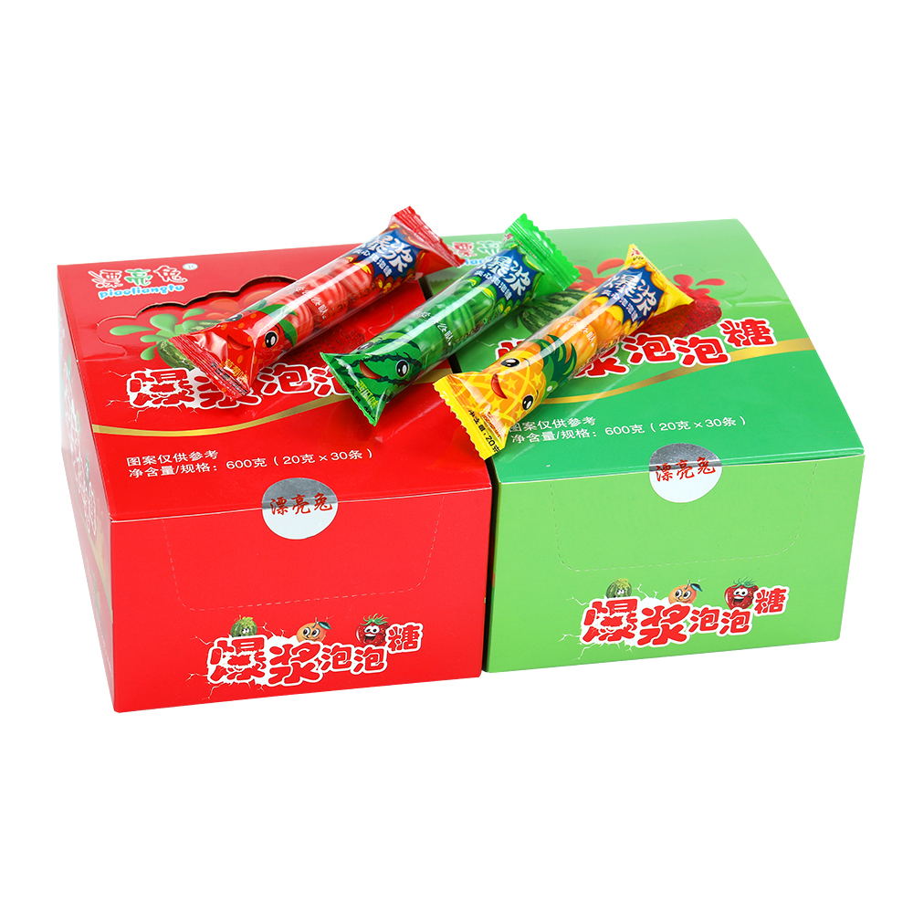 Multi-colored tutti-frutti flavor superheart with jam watermelon bubble gum ball details