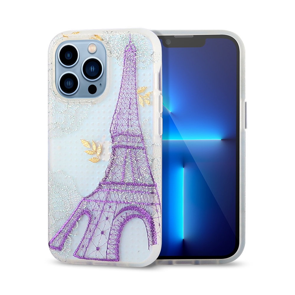 Étui de téléphone transparent en TPU PC hybride personnalisé Laudtec avec broderie mignonne pour iPhone 14 Série Étuis Design de luxe