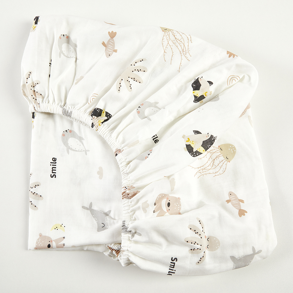 Low MOQ 100% Soft Muslin Crib Sheets Cotton Baby Fitted Crib Sheet factory