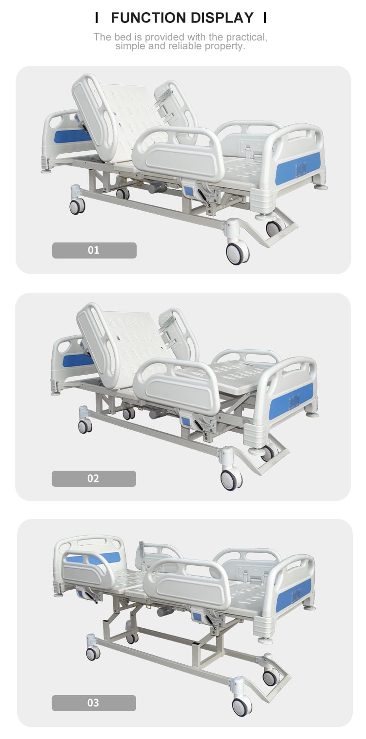 YC-E3611K(IV) Patient Bed Medical Equipment Price Three Functions Electric Hospital Bed manufacture