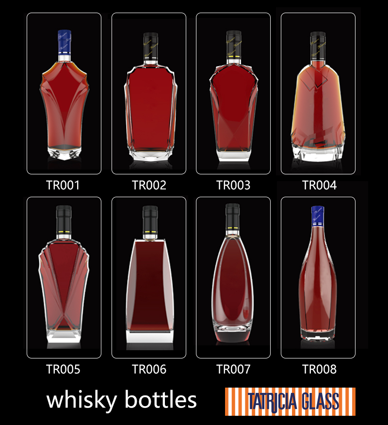 wholesale 500ml 700ml design luxury beverage bottle rum Tequila brandy whisky liquor glass bottle manufacture