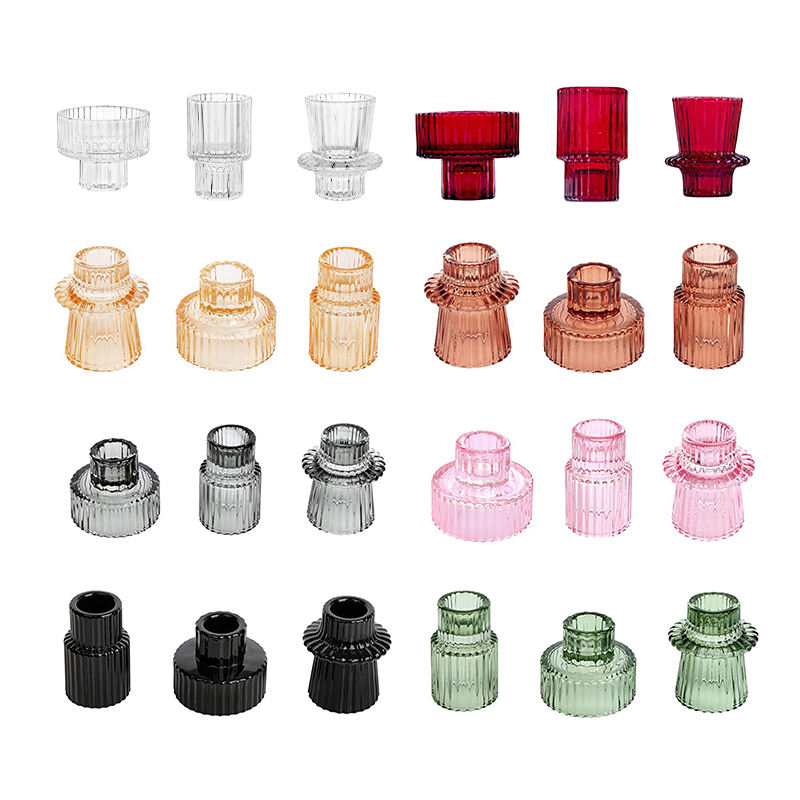Glass Taper Candlesticks Home Decor Wholesaler Unique Glass Candle Holders Eco-Friendly Luxury Glass Candle Holders details