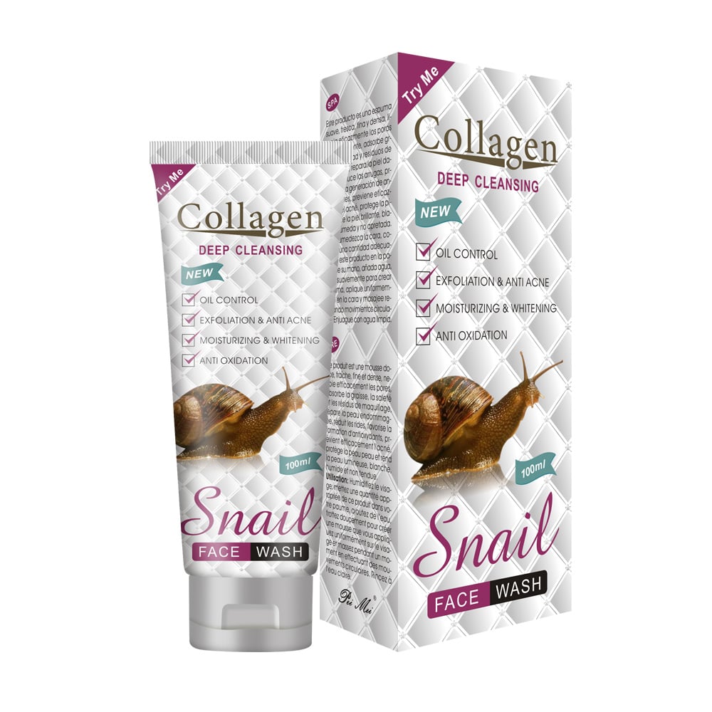 Limpiador facial de marca privada orgánico para control de grasa, con caracol y colágeno, humectante