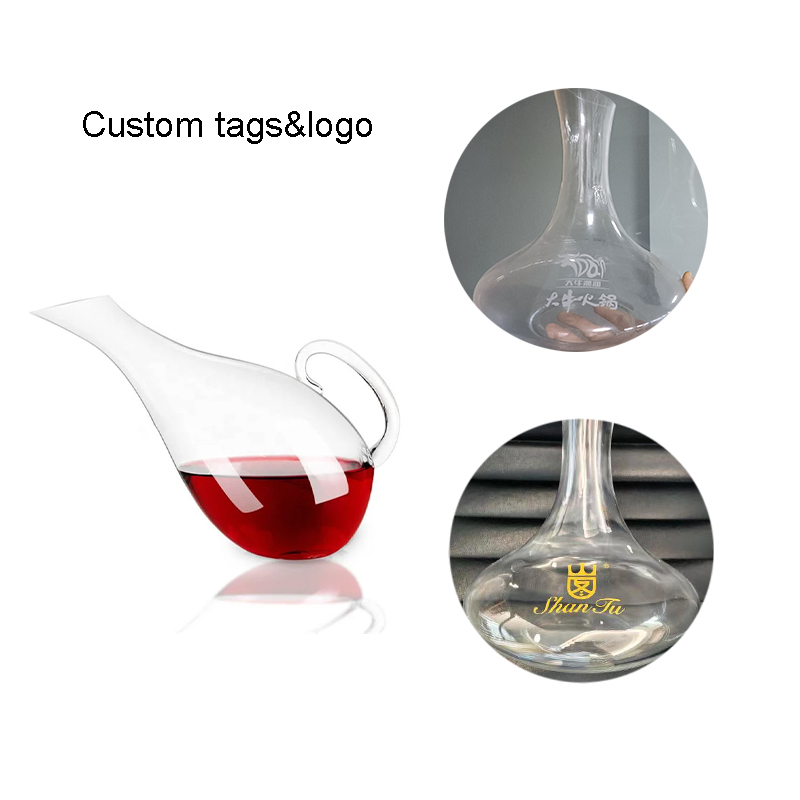 35oz wholesale decanter wine custom logo luxury glassware oblique wine decanter with handle factory