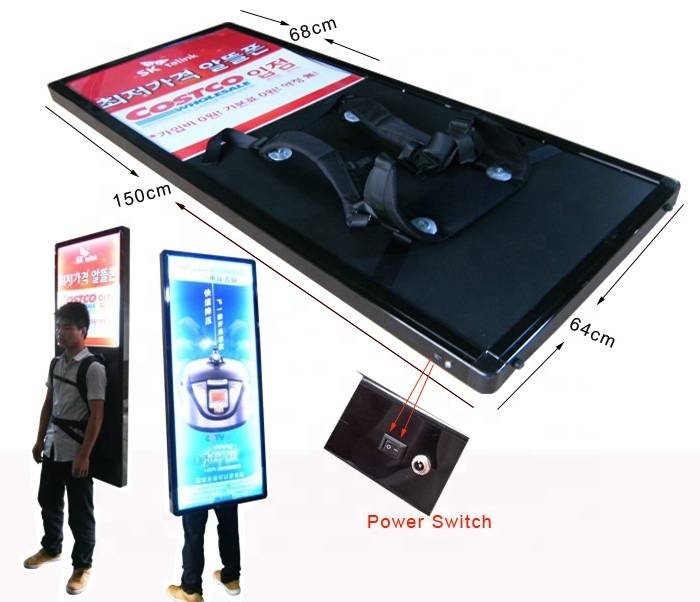 Factory price new model Advertising LED Screen Backpack Light box Advertising LED Backpack Billboard Light Box factory