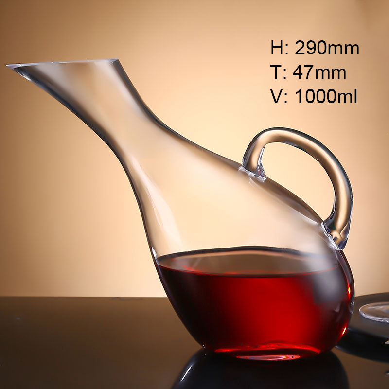 35oz wholesale decanter wine custom logo luxury glassware oblique wine decanter with handle supplier
