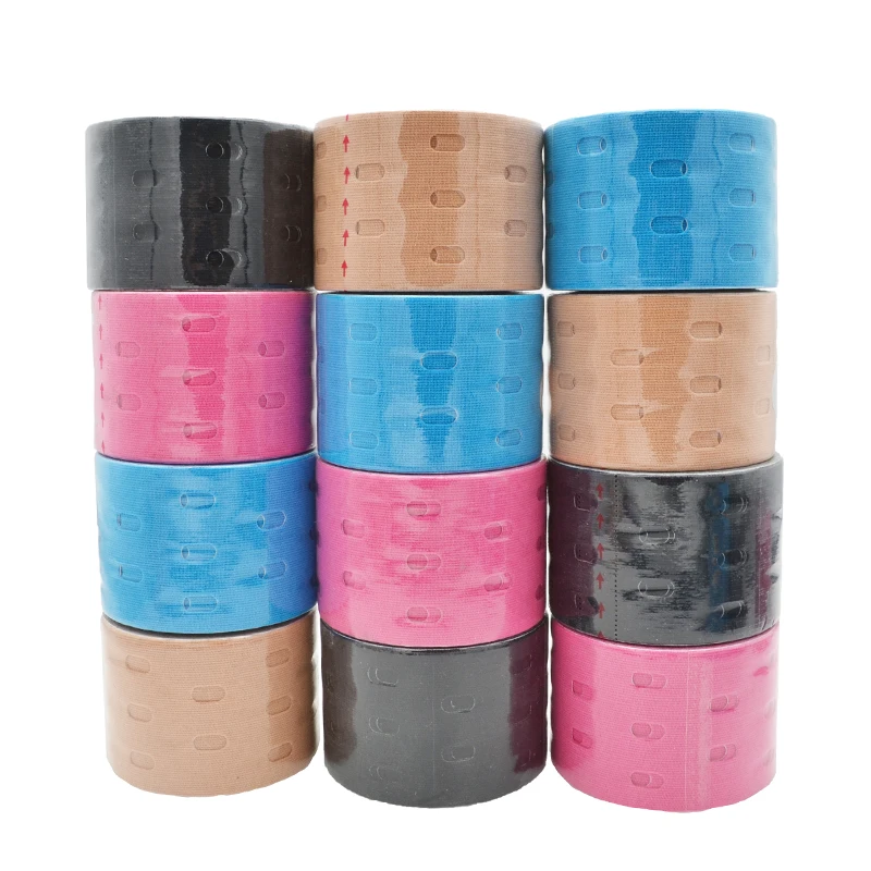 Anthrive Multicolor 5cmx5m Perforated Sports Safety KT Tape Waterproof Punched Kinesiology Tape With Holes details