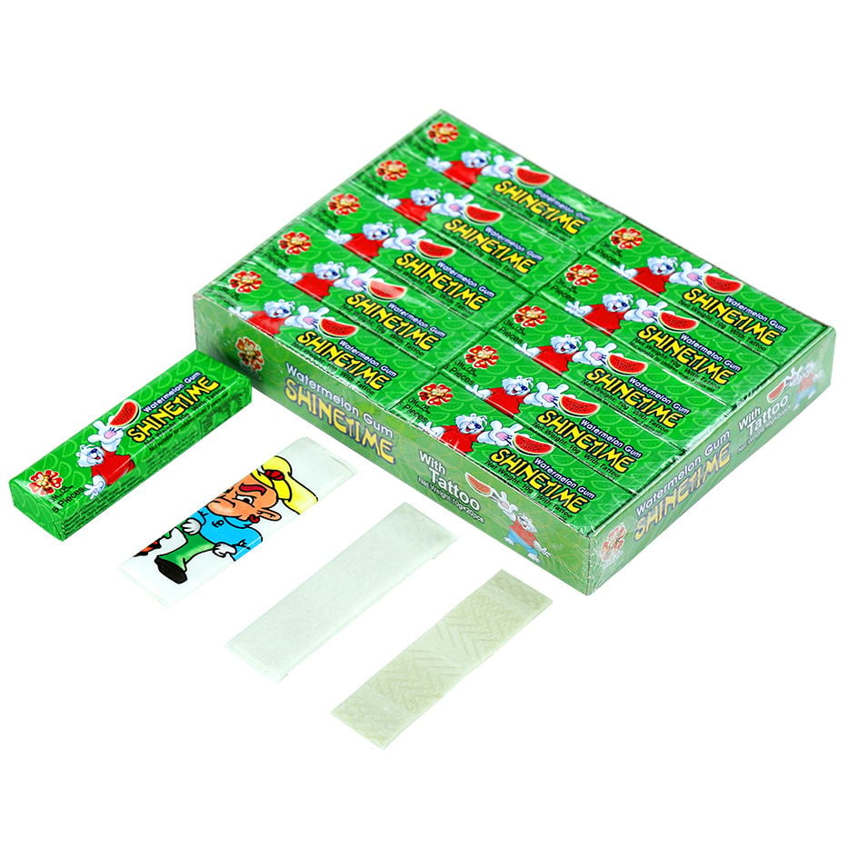 cheap price 5 pcs per sticker kosher xylitol doublemint flavor chewing gum with tattoo manufacture