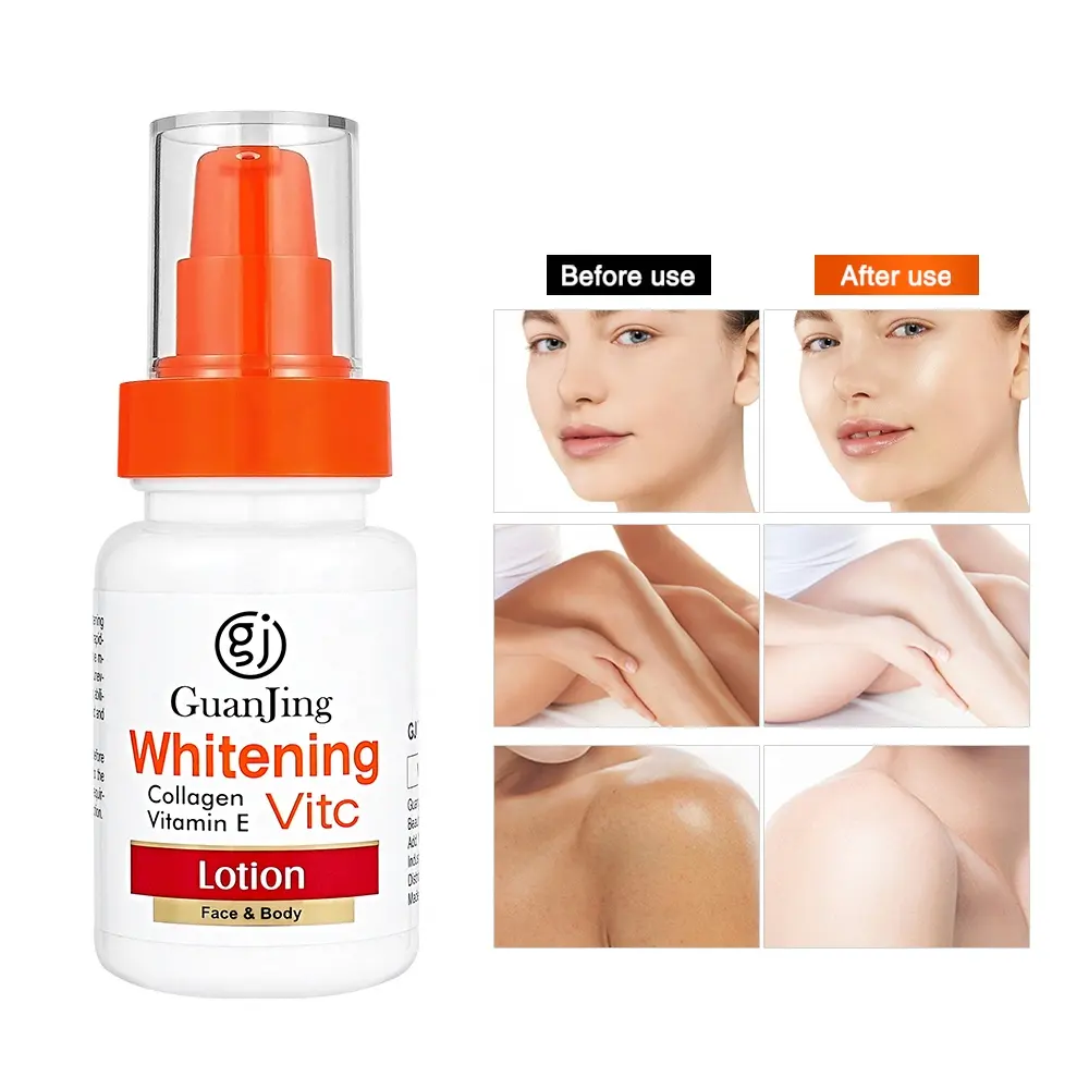 Leche corporal blanqueadora GUANJING para piel oscura, con vitamina C y colágeno, crema blanqueadora rápida para rostro y cuerpo