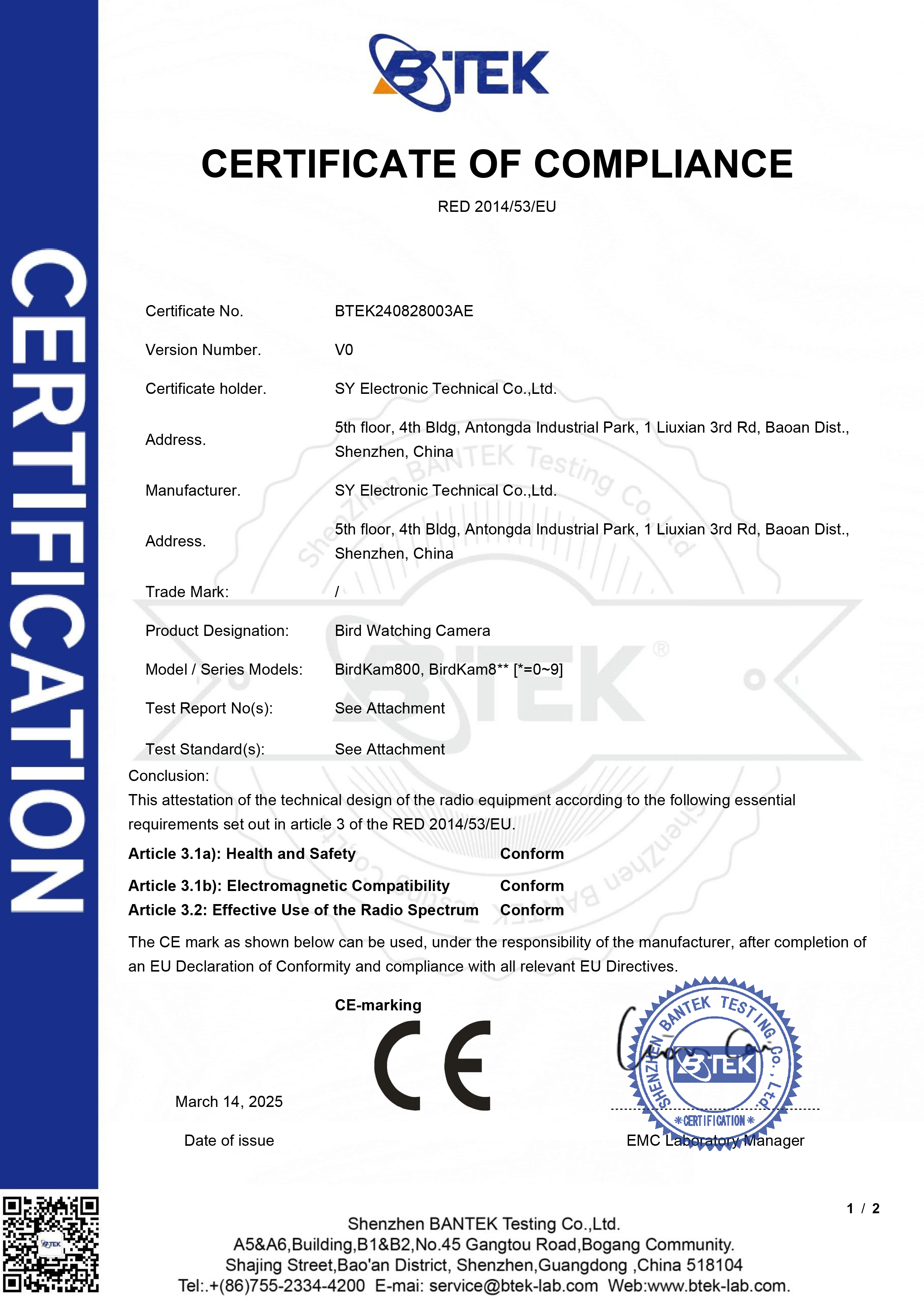 Certificate of Compliance